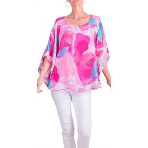 NEW GIGI MODA coletta abstract silk top in hot pink